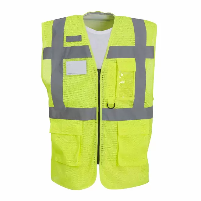 GILET SECURITE PERSONNALISE 'BERLIN MESH RPET' - jaune