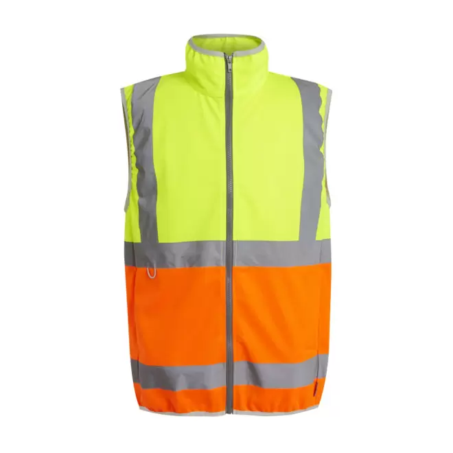 BODYWARMER HAUTE VISIBILITE PERSONNALISABLE 'PRO FULL ZIP' - jaune fluo/orange fluo