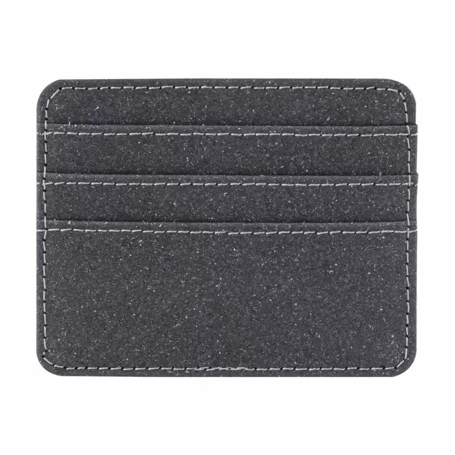 PORTE CARTES PERSONNALISE EN CUIR RECYCLE 'ATIKA' - gris foncé