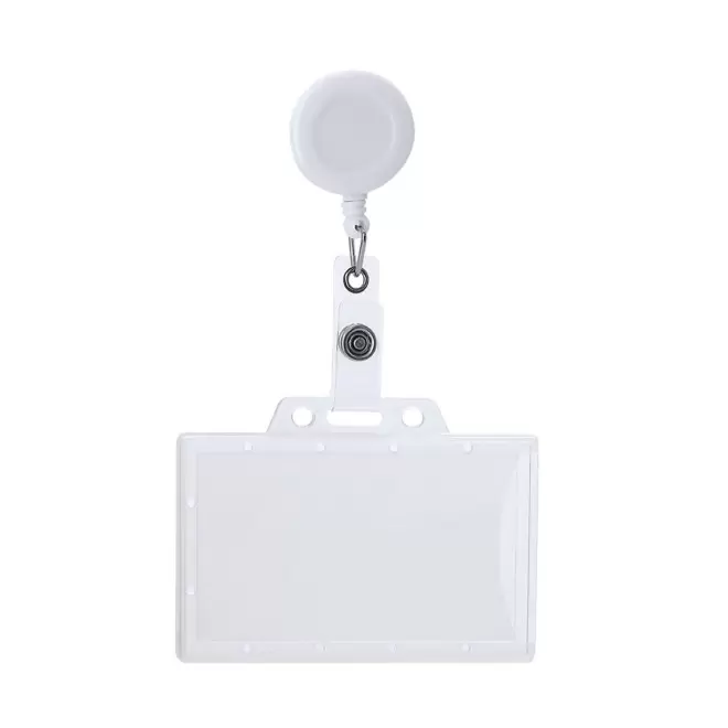 LANYARD PORTE BADGE DEROULEUR PERSONNALISE 'KISTOU' - blanc