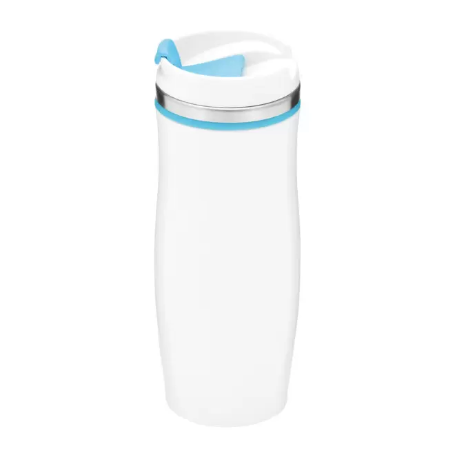 MUG ISOTHERME 400ML PERSONNALISABLE 'CREMA BLANC' - bleu clair