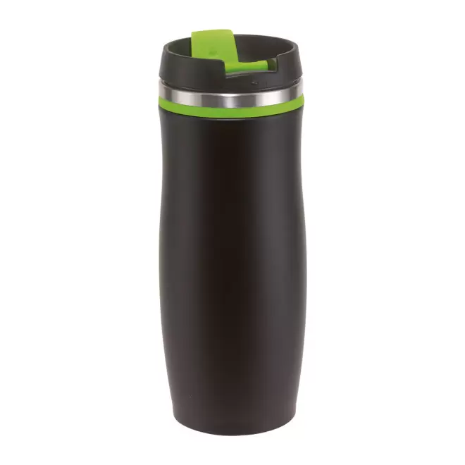 MUG ISOTHERME 400ML PERSONNALISABLE 'CREMA NOIR' - noir/vert