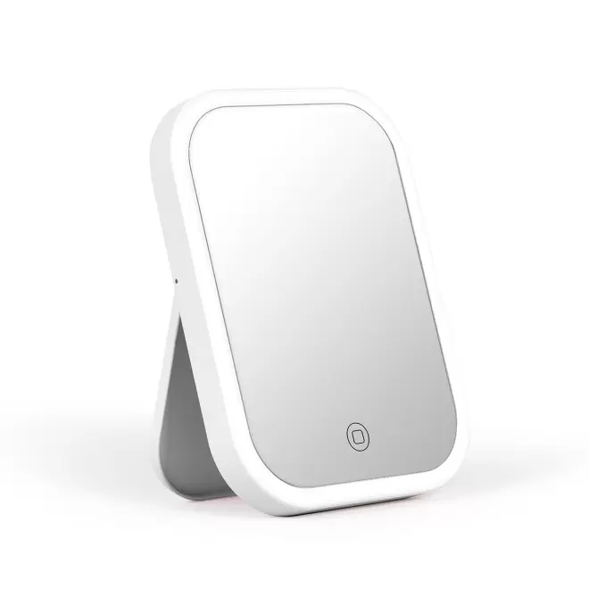 MIROIR LUMINEUX LED RECHARGEABLE PERSONNALISE 'LIAGE' - blanc