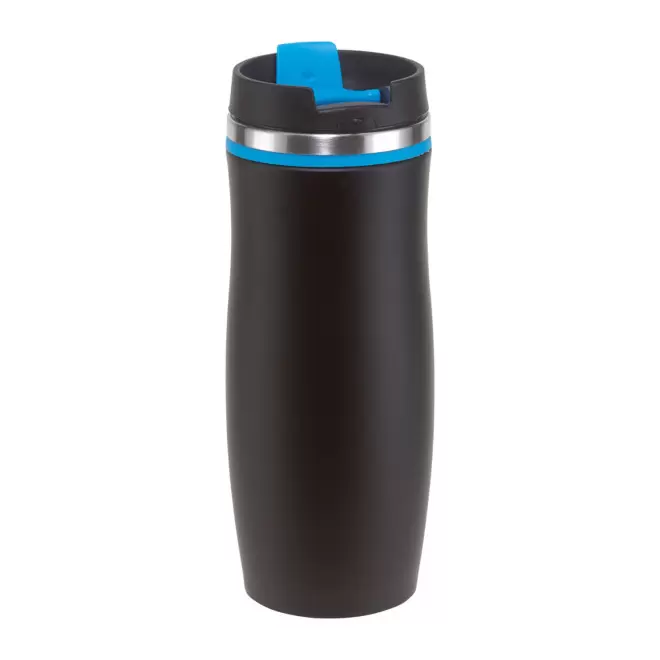MUG ISOTHERME 400ML PERSONNALISABLE 'CREMA NOIR' - noir/bleu