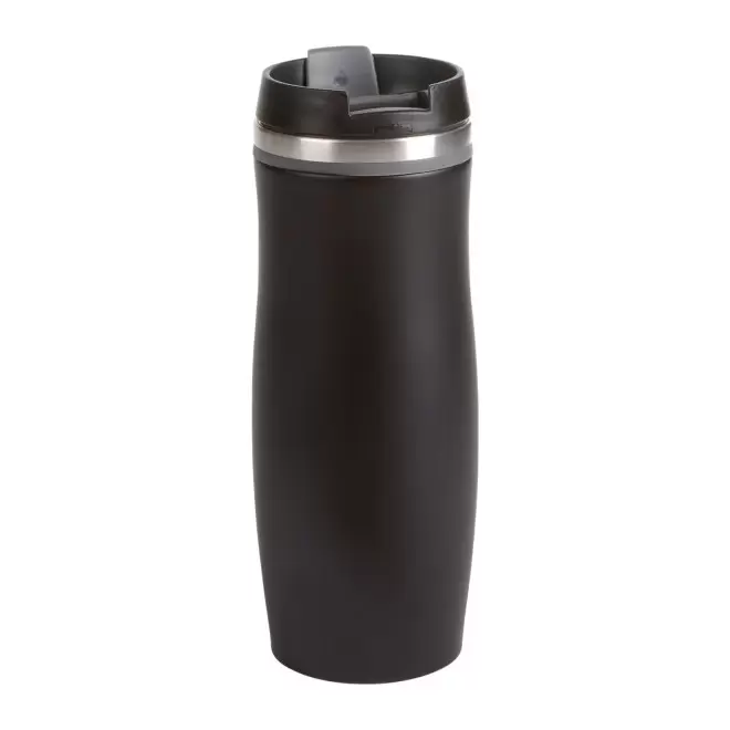 MUG ISOTHERME 400ML PERSONNALISABLE 'CREMA NOIR' - noir/gris