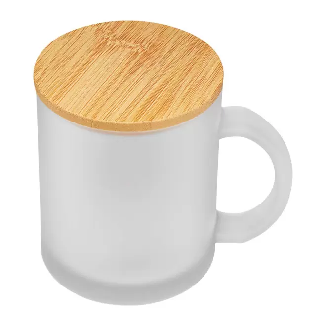 MUG VERRE COUVERCLE BAMBOU 330ML PERSONNALISABLE 'LEYHA' - givré