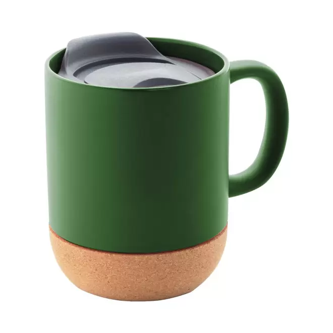 MUG EN CÉRAMIQUE ET LIÈGE PERSONNALISABLE 'ODIA COUVERCLE' - vert