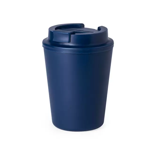 MUG PERSONNALISABLE DOUBLE PAROI PLASTIQUE 300ML 'BUKZ' - bleu marine