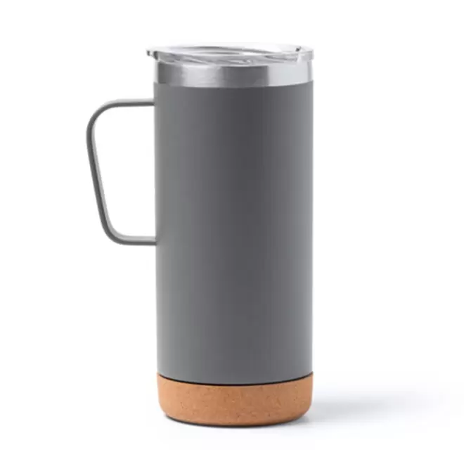 MUG ISOTHERME RECYCLE PERSONNALISABLE 'MAFLOW POIGNEE COLOR' - gris