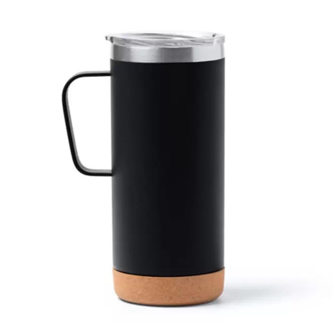 MUG ISOTHERME RECYCLE PERSONNALISABLE 'MAFLOW POIGNEE COLOR' - noir