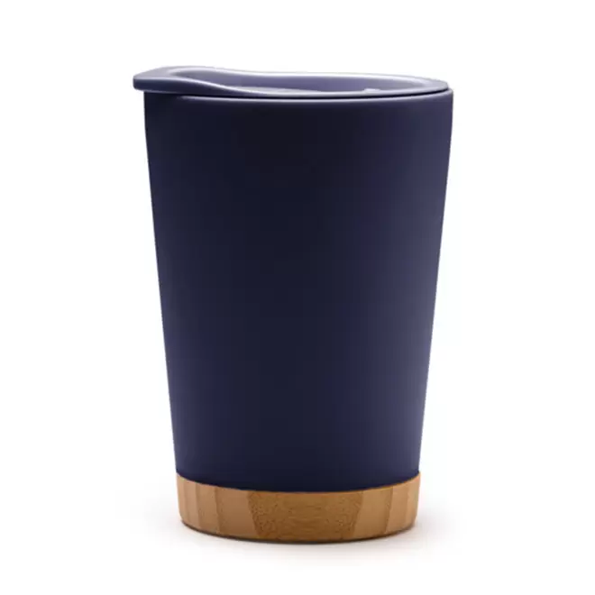 MUG ISOTHERME BAMBOU 290ML PERSONNALISABLE 'SAPIA RECYCLE' - bleu marine