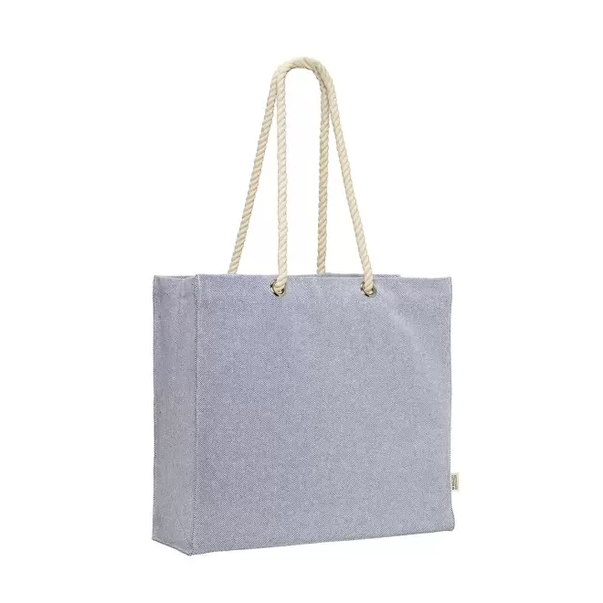 SAC DE PLAGE EN COTON RECYCLE PERSONNALISABLE 'BAYSIDE' - bleu