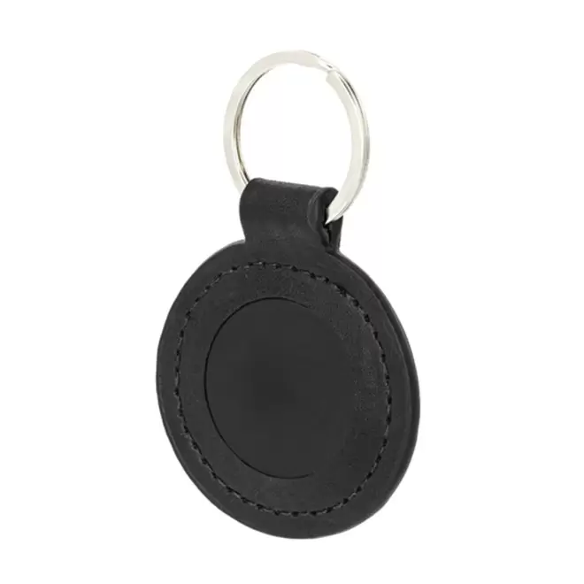 PORTE CLES EN PU ROND PERSONNALISABLE 'ALIXO' - noir