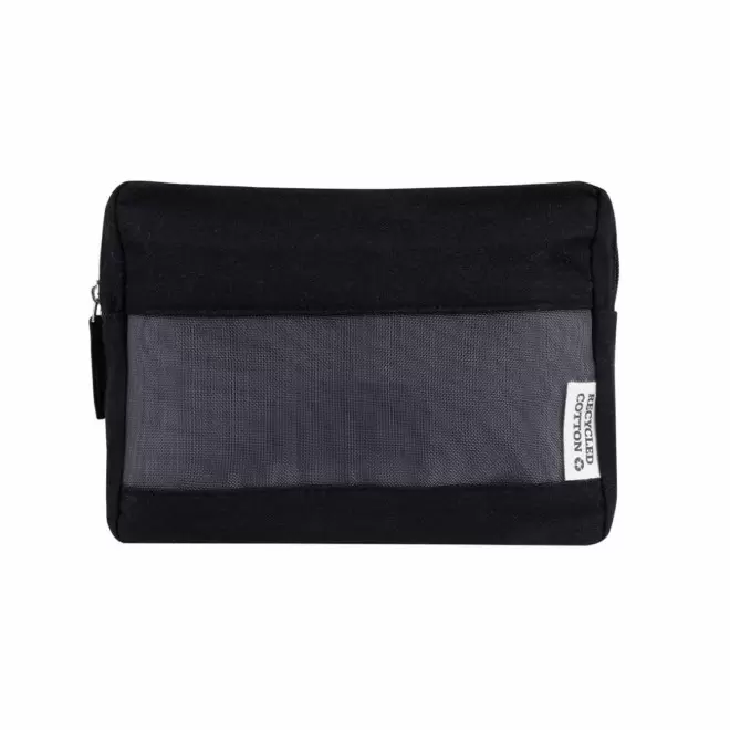 TROUSSE DE TOILETTE PERSONNALISABLE TOILE RECYCLE 'DANIA' - noir