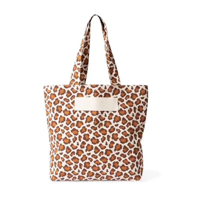 TOTE BAG SOUFFLET LEOPARD PERSONNALISE 'SALESSE' - marron