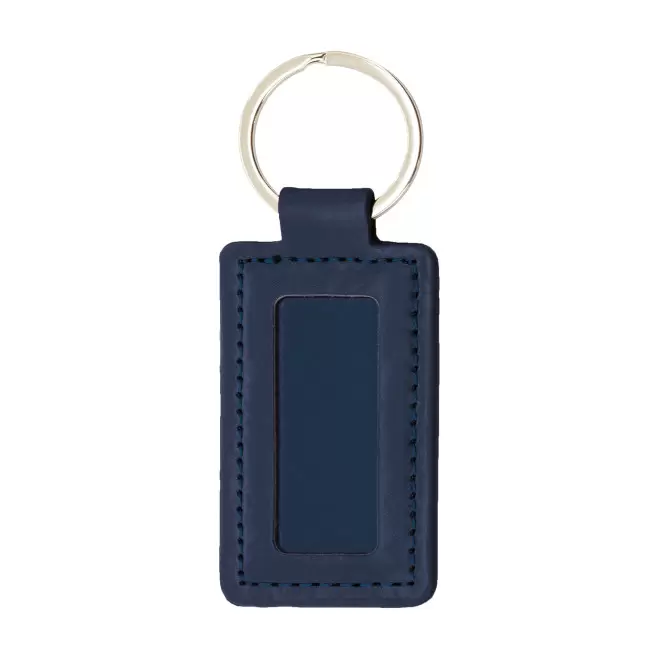 PORTE CLES EN PU RECTANGLE PERSONNALISE 'ALIXO' - bleu marine