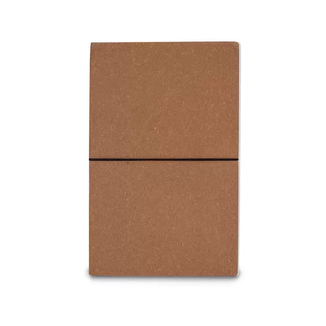 CARNET PERSONNALISABLE CUIR RECYCLE 'VIREO ELASTIQUE' - marron clair