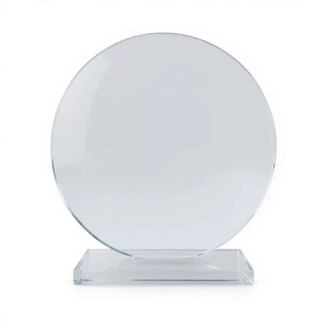 TROPHEE EN VERRE PERSONNALISABLE 'VICKY QUADRI ROND' - transparent