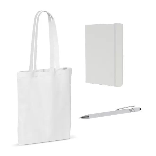 SET SAC CARNET ET STYLO PERSONNALISABLE 'BUSY' - blanc