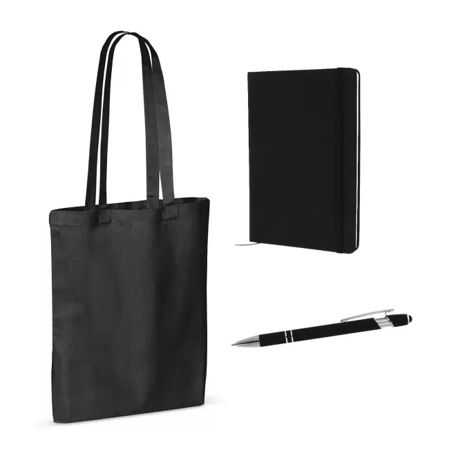 SET SAC CARNET ET STYLO PERSONNALISABLE 'BUSY' - noir
