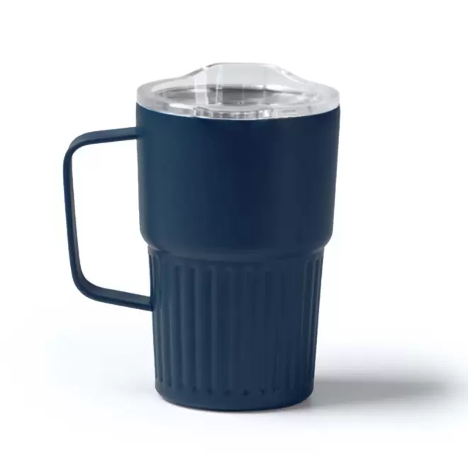 MUG ISOTHERME PERSONNALISE ACIER 470ML 'LUCIO POIGNEE' - bleu fonce