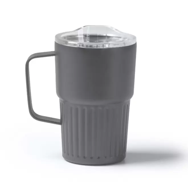 MUG ISOTHERME PERSONNALISE ACIER 470ML 'LUCIO POIGNEE' - gris fonce