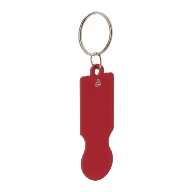 PORTE-CLES PERSONNALISE EN ALU RECYCLE 'PLAKI COIN' - rouge