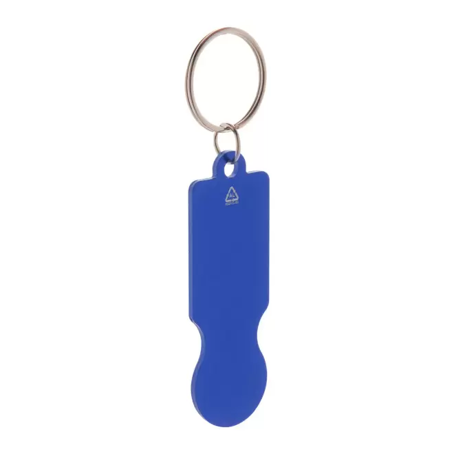 PORTE-CLES PERSONNALISE EN ALU RECYCLE 'PLAKI COIN' - bleu