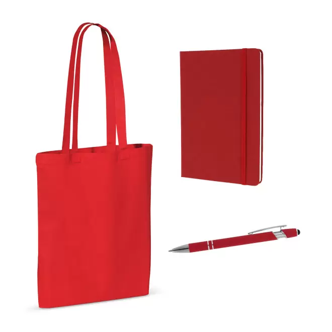 SET SAC CARNET ET STYLO PERSONNALISABLE 'BUSY' - rouge