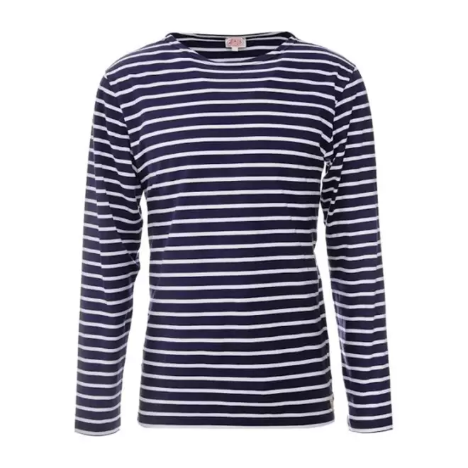 TEE-SHIRT FEMME MARINIERE PERSONNALISE 'PLOZEVET' - marine/blanc