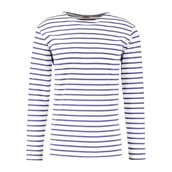 TEE-SHIRT FEMME MARINIERE PERSONNALISE 'PLOZEVET' - blanc/marine