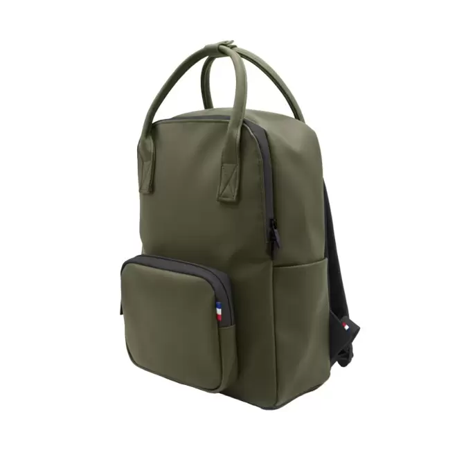 SAC A DOS PERSONNALISABLE EN PU ORIGINE FRANCE 'ANTHONY' - vert kaki