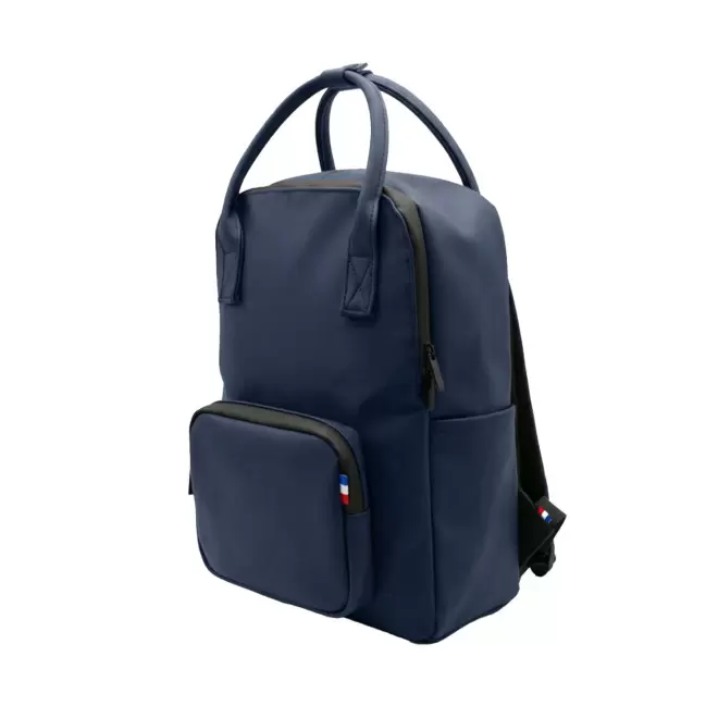 SAC A DOS PERSONNALISABLE EN PU ORIGINE FRANCE 'ANTHONY' - bleu marine