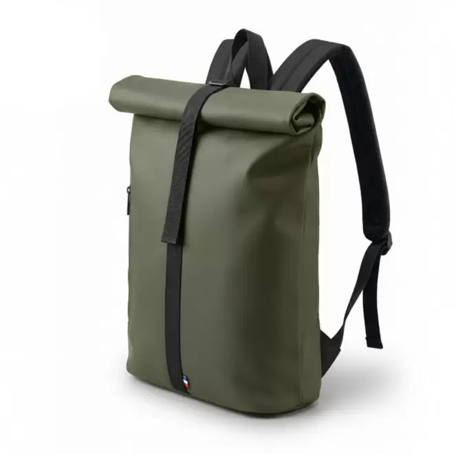 SAC A DOS PUBLICITAIRE EN PU ORIGINE FRANCE 'ANTHONY' - vert kaki