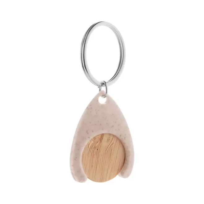PORTE CLE JETON EN BAMBOU PERSONNALISABLE 'CATCHOS BAMBOU' - beige