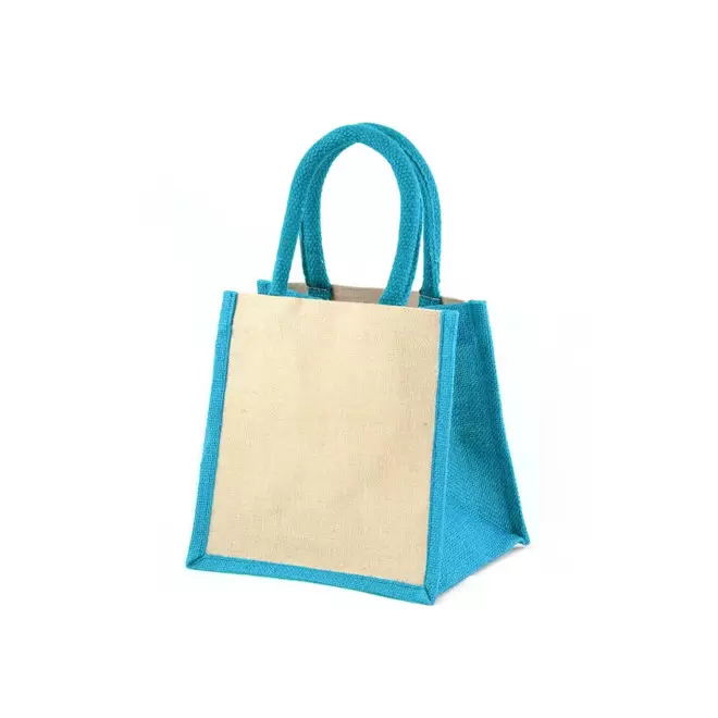 MINI SAC EN JUTE PERSONNALISABLE 'DUA COLOR' - turquoise