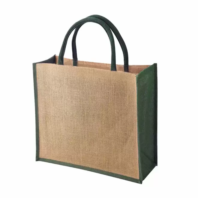 SAC EN JUTE COLORE PERSONNALISABLE 'LEONE' - vert foncé