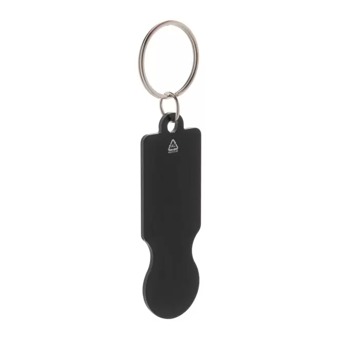 PORTE-CLES PERSONNALISE EN ALU RECYCLE 'PLAKI COIN' - noir
