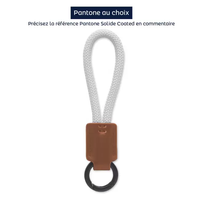 PORTE CLE CORDE ET PU PERSONNALISABLE 'KALOU PU' - brun