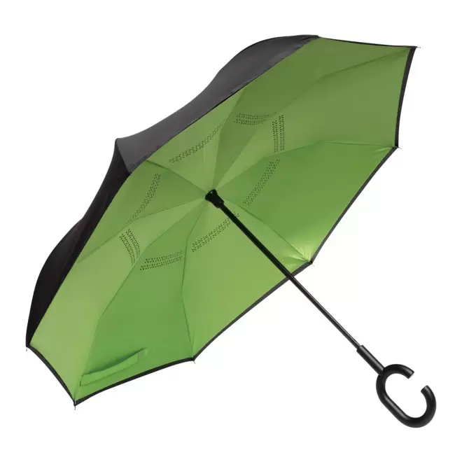 PARAPLUIE PERSONNALISABLE REVERSIBLE AVEC CROCHET 'LIVERPOOL' - noir/vert