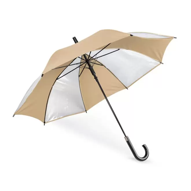 PARAPLUIE CANNE PUBLICITAIRE MI-TRANSPARENT 'SPLASHY' - beige