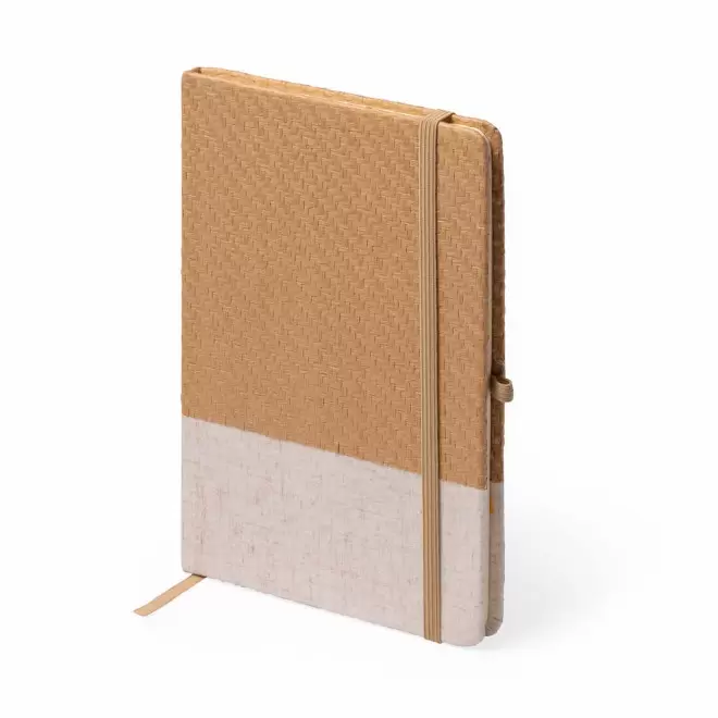 CARNET A5 PAILLE NATURELLE COTON PERSONNALISABLE 'BOLGA'  - marron