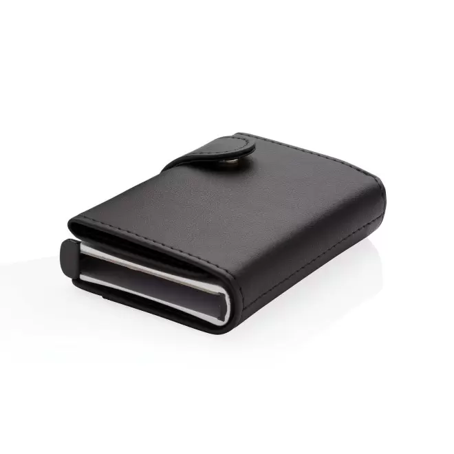 PORTE CARTES ANTI RFID ALU ET PU PERSONNALISABLE 'SEEKO' - noir