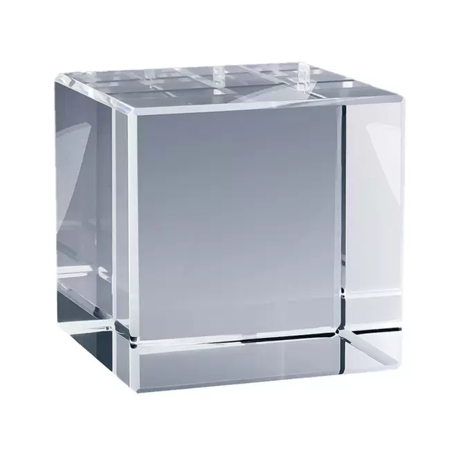 TROPHEE EN VERRE PERSONNALISABLE 'OWARD CUBE 6 CM' - transparent