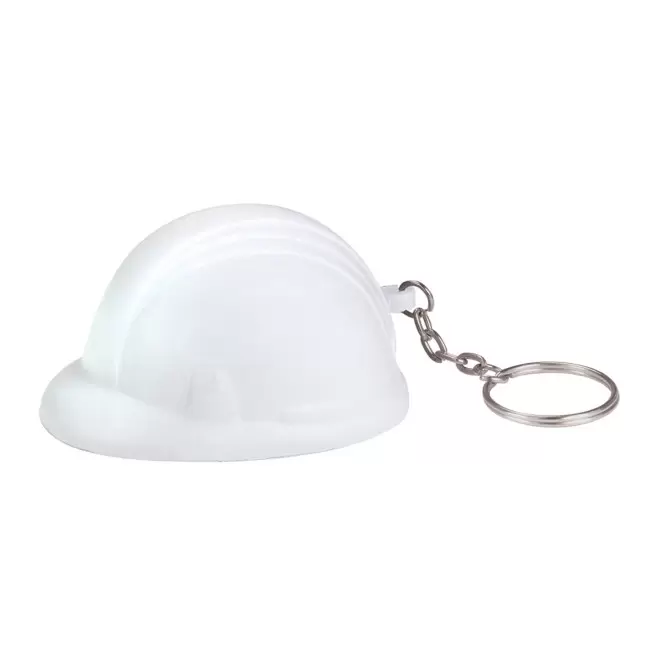PORTE CLES PERSONNALISABLE ANTI STRESS CASQUE 'KASKI' - blanc