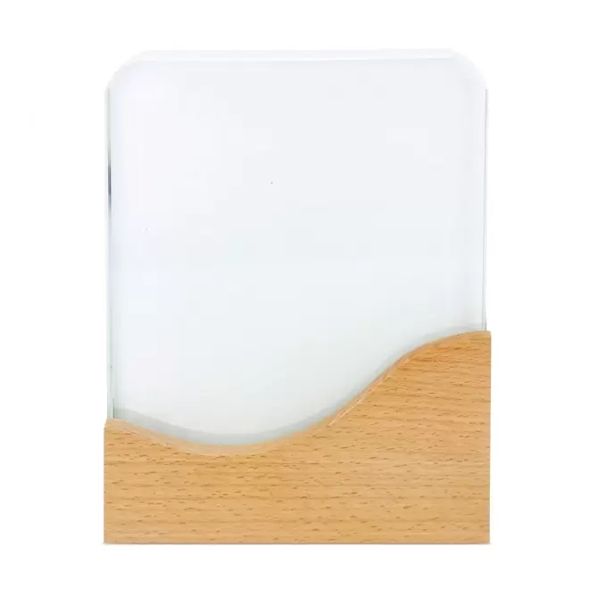 TROPHEE EN BOIS ET VERRE PERSONNALISE 'KAYNA QUADRI' - naturel