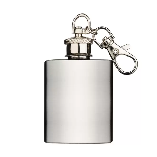 PORTE CLE FLASQUE ACIER PERSONNALISABLE 'GUDYS 28.3 ML' - argenté