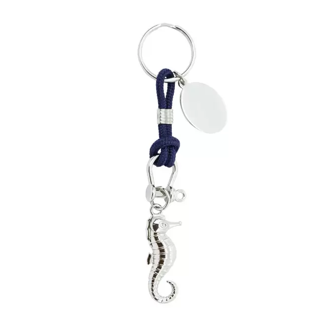 PORTE CLE EN METAL PERSONNALISABLE 'METALO HIPPOCAMPE' - argenté