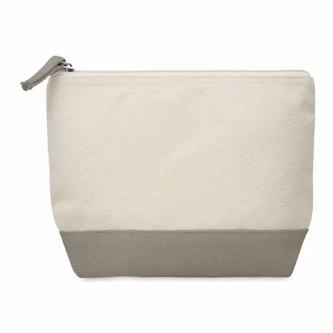 TROUSSE DE TOILETTE PUBLICITAIRE EN COTON BICOLORE 'MELLY' - gris