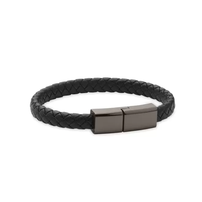 BRACELET TRESSE CHARGEUR PERSONNALISABLE 'TRESSY' - noir